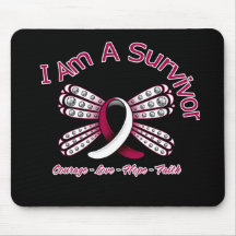 Throat Cancer Butterfly I Am A Survivor Mouse Pads