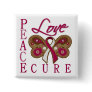 Throat Cancer Butterfly Peace Love Cure Pinback Button