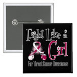 Throat Cancer Cool Retro Fight Like a Girl buttons