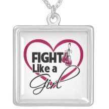 Throat Cancer Fight Like a Girl Heart Necklace
