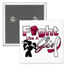 Throat Cancer Fight Like A Girl Silhouette Buttons