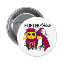 Throat Cancer Fighter Chick Grunge Pinback Button