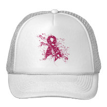 Throat Cancer Floral Swirls Ribbon Mesh Hats