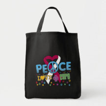 Throat Cancer Groovy Peace Love Cure Canvas Bags