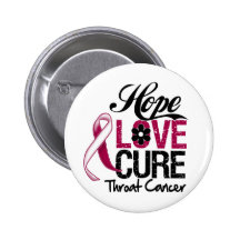 Throat Cancer Hope Love Cure Pinback Button