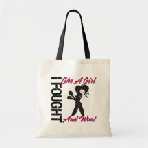 Throat Cancer I Fought Like A Girl and Won Canvas Bags