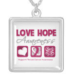 Throat Cancer Love Hope Awareness necklaces
