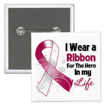 Throat Cancer Ribbon Hero in My Life Pinback Buttons