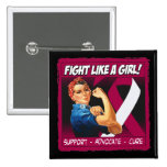 Throat Cancer Rosie Riveter - Fight Like a Girl buttons