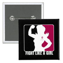 Throat Cancer Strength Fight Like A Girl Pinback Button