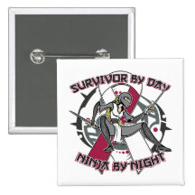 Throat Cancer Survivor By Day Ninja By Night Pins