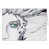 eyes, ink, girl, woman, feelings, portrait, blackandwhite, original, artsprojekt, drawing, green eyes, Kort med brugerdefineret grafisk design