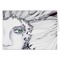 eyes, ink, girl, woman, feelings, portrait, blackandwhite, original, artsprojekt, drawing, green eyes, Kort med brugerdefineret grafisk design