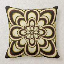 Throw Pillow, Abstract Flower 2, Brown Olive Green