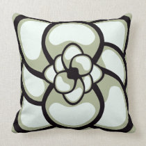 Throw Pillow, Abstract Flower 3, Light Olive Black