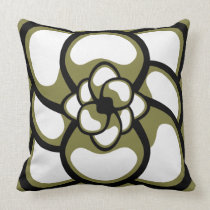 Throw Pillow, Abstract Flower 3, Olive Black