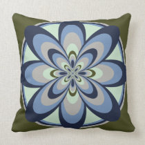 Throw Pillow, Abstract Flower 4, Olive Blue Grey