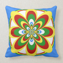 Throw Pillow, Abstract Flower 4, Red Yellow Green