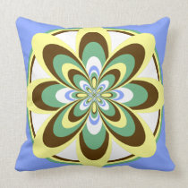 Throw Pillow, Abstract Flower 4, Yellow Brown Gree