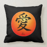 Throw Pillow Chinese Symbol For Love On Sunset pillows