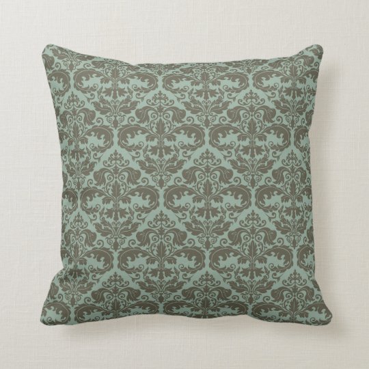 Throw Pillow Damask Pattern Sage Zazzle