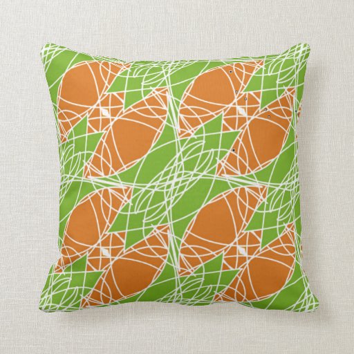 Throw Pillow in Orange and Green Zazzle