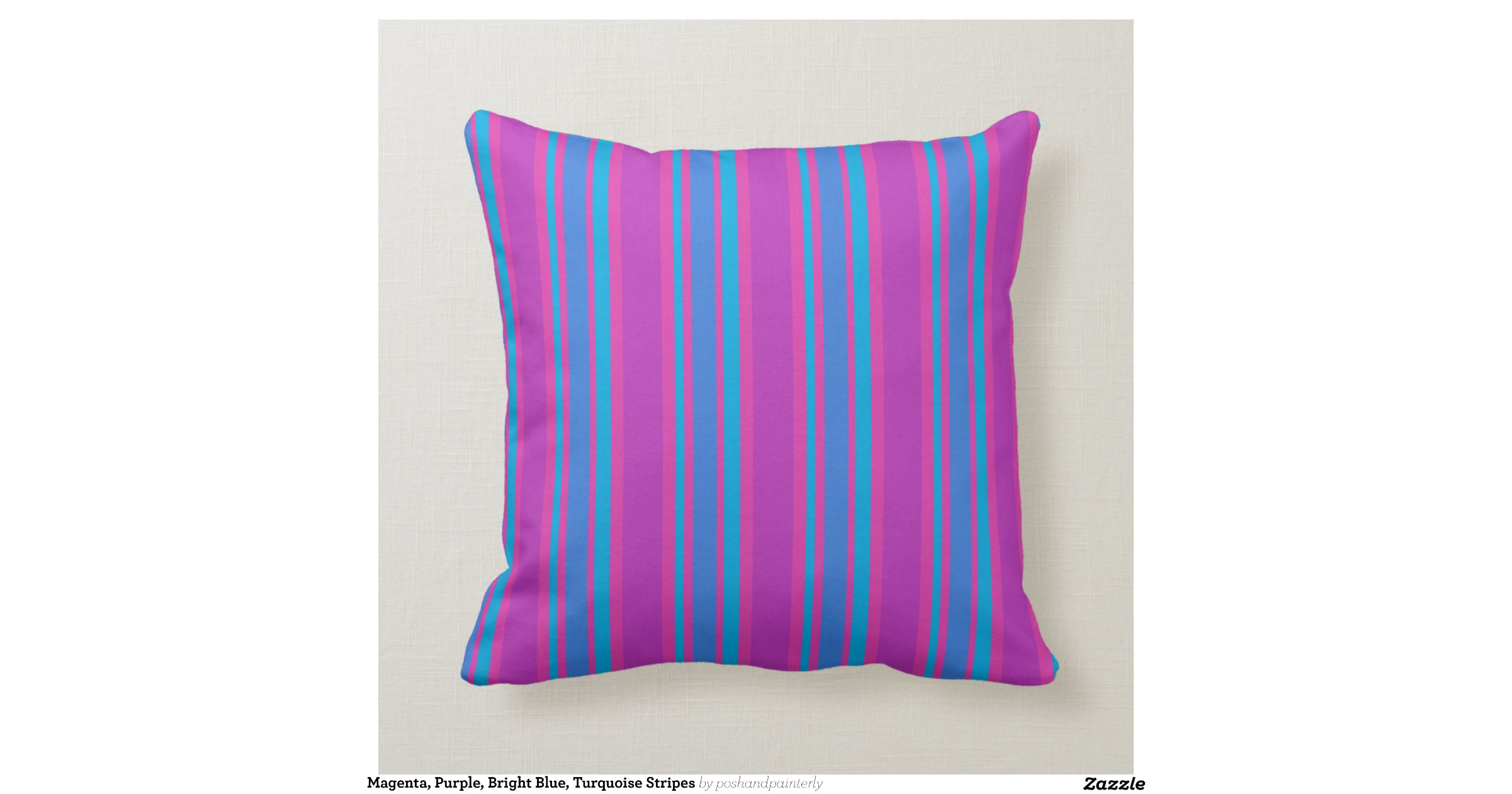 Throw Pillow: Magenta, Bright Blue Stripes, Polkas Zazzle