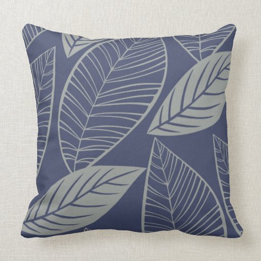 Throw Pillow - Mod Leaves (Blue)