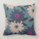 Throw Pillow - Modern Blue & Cream Floral