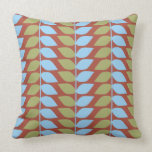 Throw Pillow - Modern Leaves Aqual, Green & Brick