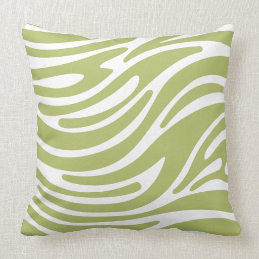 Throw Pillow - Modern Zebra Stripes (Green)