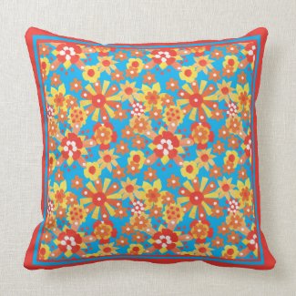 Throw Pillow or Cushion, Ditsy Floral Pattern