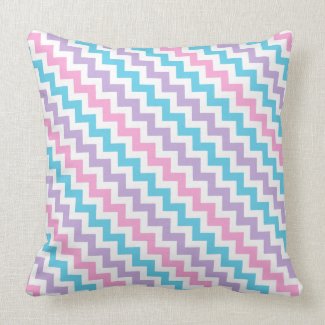 Throw Pillow, Pink, Lavender, Turquoise Chevrons