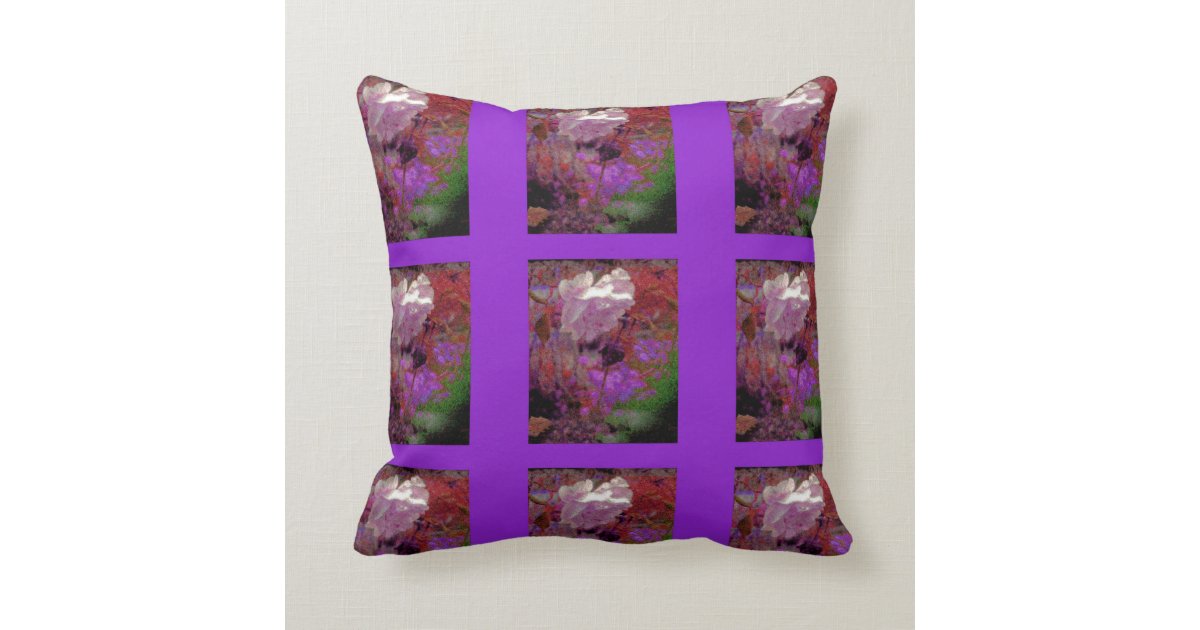 THROW PILLOW - WHITE GARDEN ROSE SET IN LAVENDER Zazzle