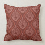 Throw pillow with art deco peacock design
