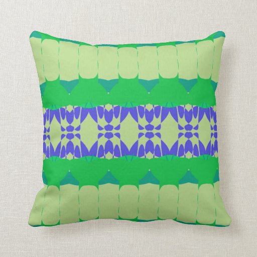 Throw Pillow with Green and Purple Abstract Design Zazzle