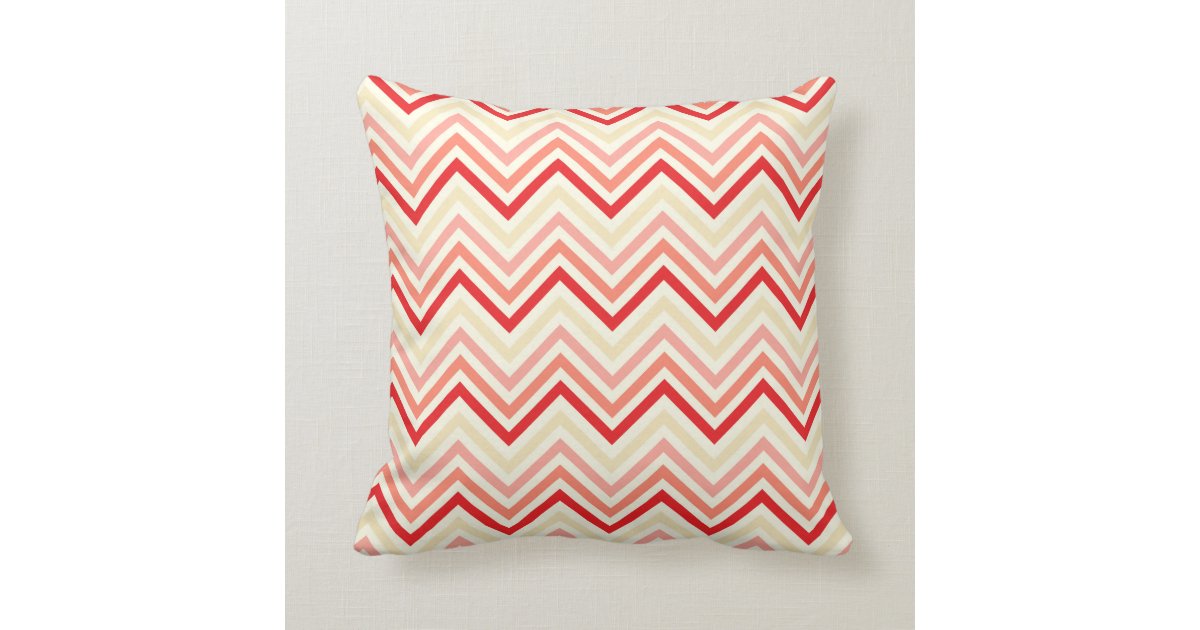 Throw Pillow with red chevron pattern Zazzle