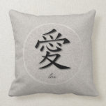 Throw Pillows Chinese Symbol For Love On Concrete pillows