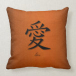 Throw Pillows Chinese Symbol For Love On Fire pillows