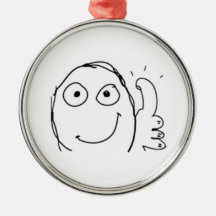 Thumb up Comic Meme. Christmas Ornament