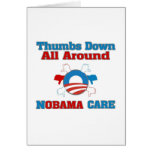 Thumbs Down NObama Care Greeting Cards