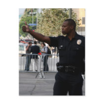 Thumbs Up - Cop at  Funeral in LA postcards