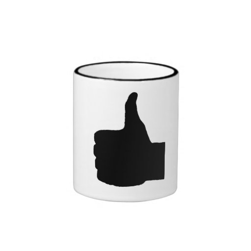 Thumbs Up Gesture, White Back Coffee Mugs