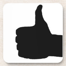 Thumbs Up Gesture, White Back Beverage Coasters