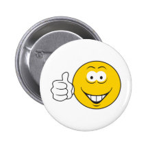 Thumbs Up Smiley Face Pinback Buttons