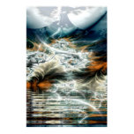 thunderstorm over the mountain lake posters