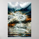 thunderstorm over the mountain lake posters