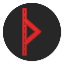 Thurisaz Rune red Round Stickers