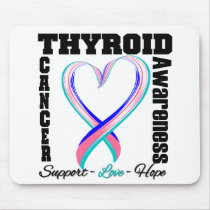 Thyroid Cancer Awareness Brushed Heart Ribbon mousepads
