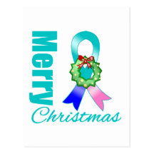 Thyroid Cancer Awareness Merry Christmas Ribbon Post Cards